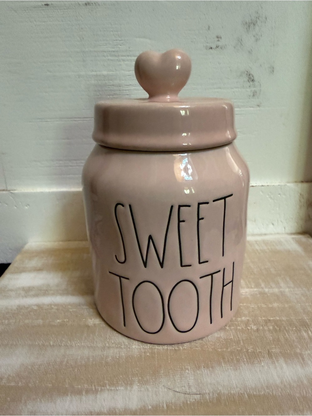 Rae Dunn Sweet Tooth Ceramic Canister - Pink Heart Lid